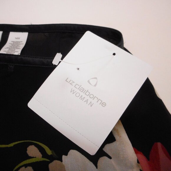 NWT Liz Claiborne Women's Size 14W Midi A-line Skirt Side Zip Dark Floral Print - Picture 7 of 10